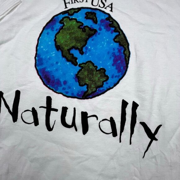 Vintage First USA Earth Naturally White T Shirt XL Short Sleeve Planet Graphic - Picture 3 of 14